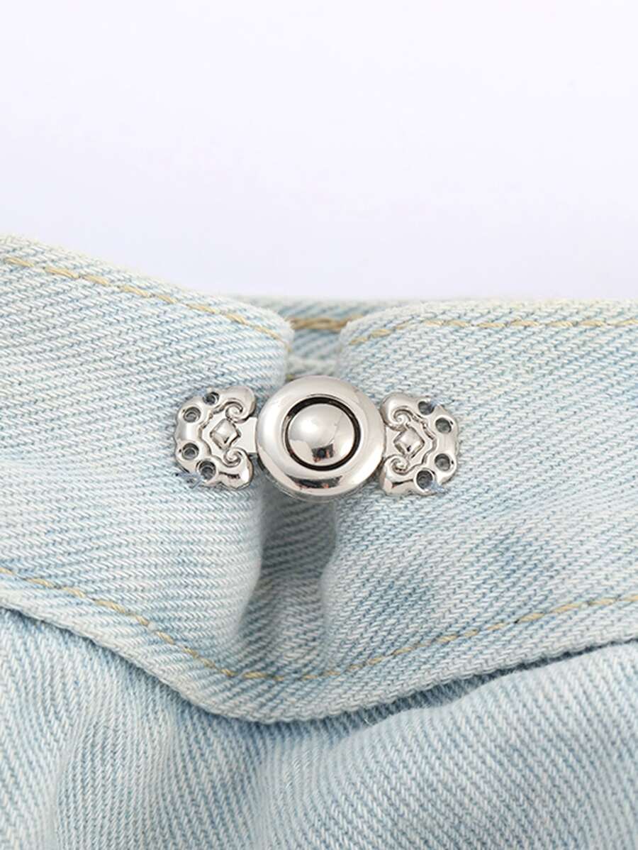 1入組可調節牛仔褲扣飾 - 銀色 - 查看 1