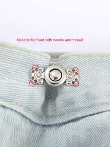 1入組可調節牛仔褲扣飾 - 銀色 - 查看 4