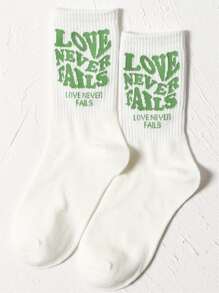 Slogan In Crew Socks - Màu xanh Bạc hà - Xem 1