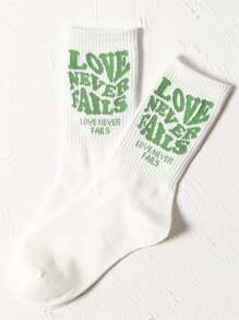 Slogan In Crew Socks - Màu xanh Bạc hà - Xem 2
