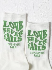 Slogan In Crew Socks - Màu xanh Bạc hà - Xem 3