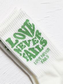 Slogan In Crew Socks - Màu xanh Bạc hà - Xem 4