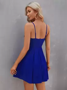 SHEIN Privé Solid Ruched Cami Dress - Royal Blue - View 3