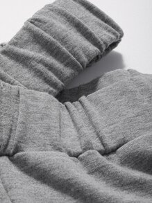 DAZY Cut Out Waist Slant Pockets Sweatpants,Women Joggers - Light Grey - View 4