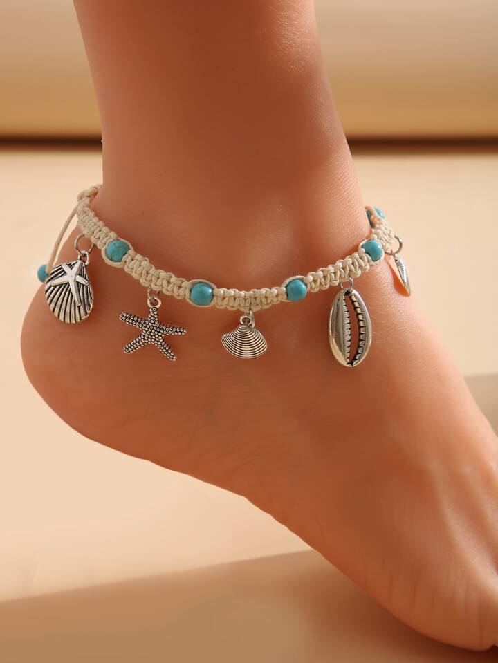17KM Starfish Shell Charm Anklet