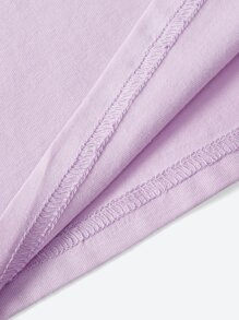 Shy Ghosties 小女童彩虹和標語圖案泡泡袖鑲邊T恤 - 紫丁香色 - 查看 6