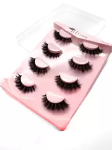 4pairs Full Strip Cat Eye False Eyelashes Strip Lashes, Lashes, Eyelashes, Fake Lashes - Black - View 2