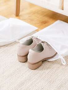 2入組素色抽繩鞋子收納包 - 白色 - 查看 3