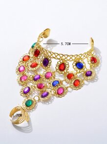 寶石裝飾連指手鏈 - 彩色 - 查看 3