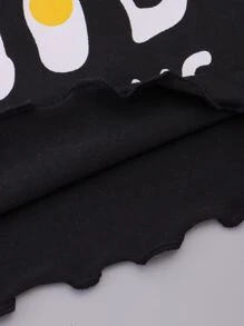 女童(大)卡通標語印花背心 + 短褲家居服套裝