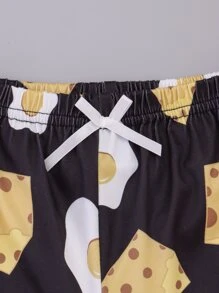 女童(大)卡通標語印花背心 + 短褲家居服套裝