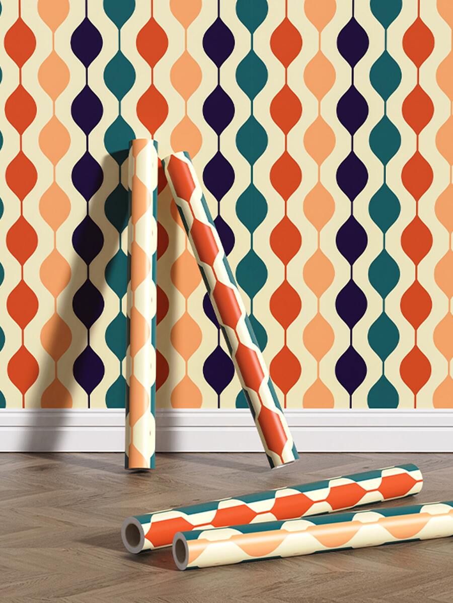 几何图案墙纸、翻新贴纸撕掉墙板、墙纸、壁纸、春季装饰品刷新你的家、拉玛装饰贴纸礼物生日毕业 - 彩色 - 查看 1