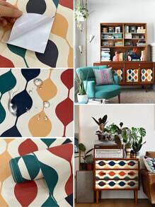 几何图案墙纸、翻新贴纸撕掉墙板、墙纸、壁纸、春季装饰品刷新你的家、拉玛装饰贴纸礼物生日毕业 - 彩色 - 查看 4