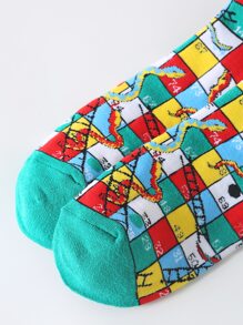 Men Plaid Pattern Crew Socks, Fall Socks - Multicolor - View 4