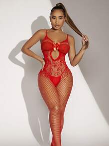 Fishnet Cut-Out Bodystocking Lingerie Bridallingerie, Lingerie For Women,Sexy,Valentine's Day,Sexy Lingerie, - Red - View 4