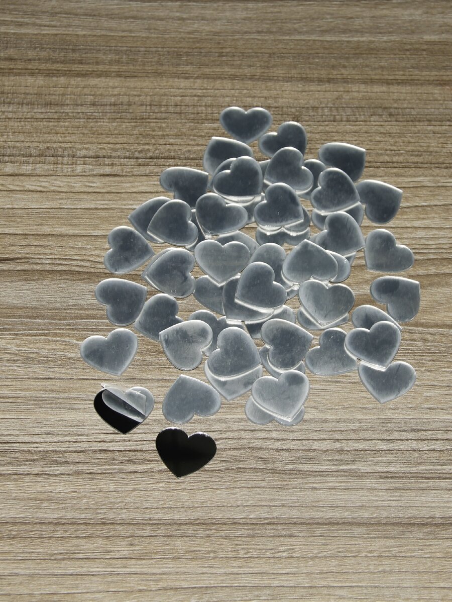50 件镜面墙贴，银色心形墙面装饰镜，适用于客厅卧室 DIY 柔性自粘贴纸、贴纸、墙贴花、乙烯基贴花用于家居装饰、春季装饰品刷新您的家、节日装饰贴纸礼物生日毕业房间装饰墙镜用于房间浴室装饰客厅装饰 - 銀色 - 查看 1