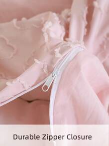 Vỏ chăn bông Jacquard không có chất làm đầy - Hồng - Xem 3