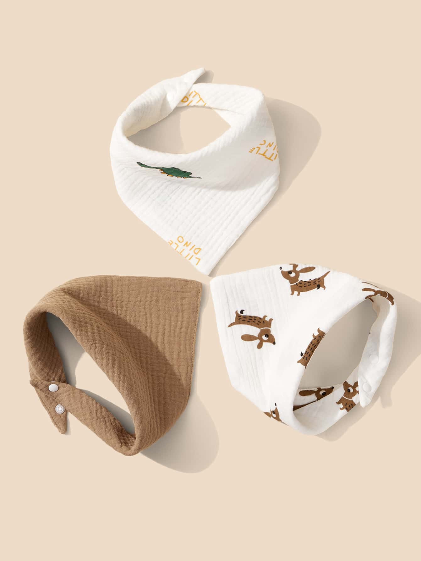 3入組嬰兒卡通圖案方巾圍兜 - 彩色 - 查看 1