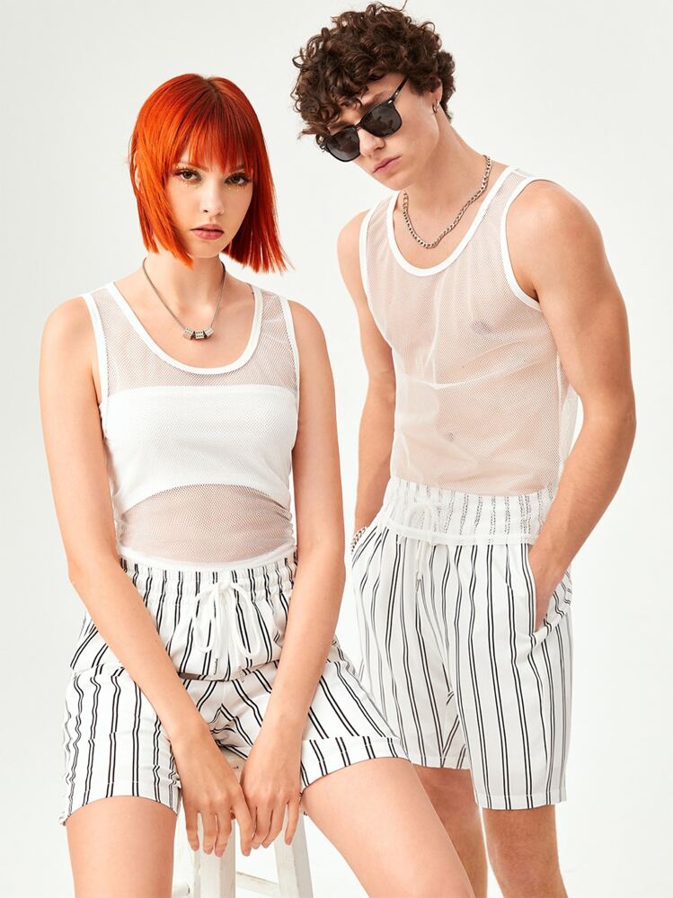 SWAVVY 1 pièce Top sans manches en résille - Blanc - Voir 1