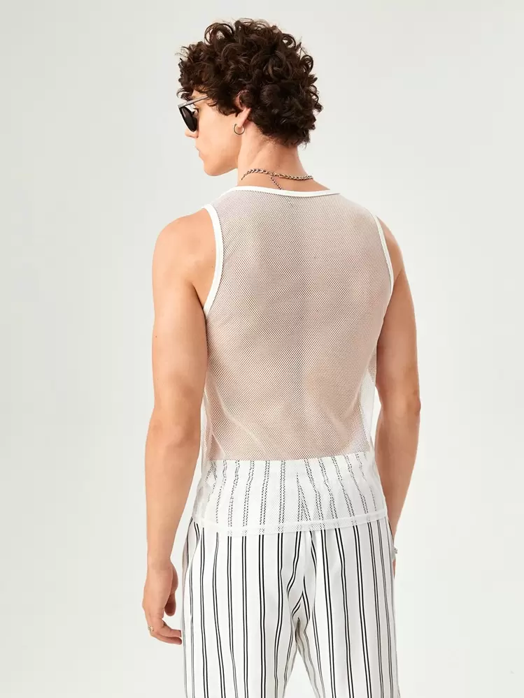 SWAVVY 1 pièce Top sans manches en résille - Blanc - Voir 2