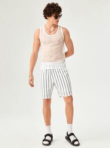 SWAVVY 1pc Fishnet Tank Top - White - View 3