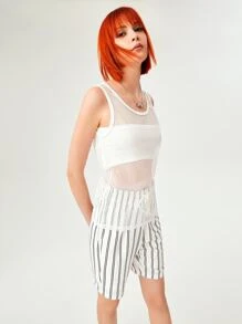SWAVVY 1pc Fishnet Tank Top - White - View 5