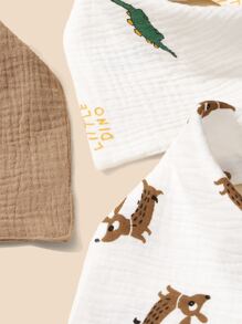 3入組嬰兒卡通圖案方巾圍兜 - 彩色 - 查看 12