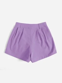 SHEIN Essnce Leather Women Pants Burgundy Red Leather Pants Women's Fashionable Crocodile Embossed Shorts, Summer - Mauve Purple - View 2