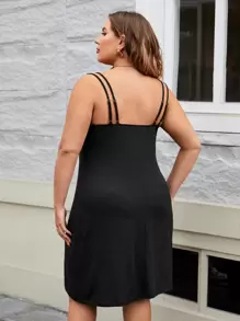 Vestido de tirantes con tira doble - Negro - Ver 2