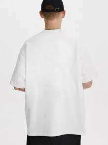 Men Expression & Slogan Graphic Drop Shoulder Tee - White - View 2