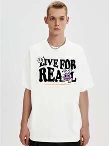 Men Expression & Slogan Graphic Drop Shoulder Tee - White - View 4