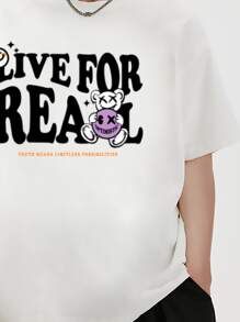 Men Expression & Slogan Graphic Drop Shoulder Tee - White - View 5