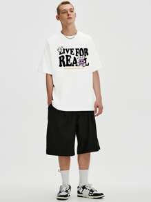 Men Expression & Slogan Graphic Drop Shoulder Tee - White - View 6