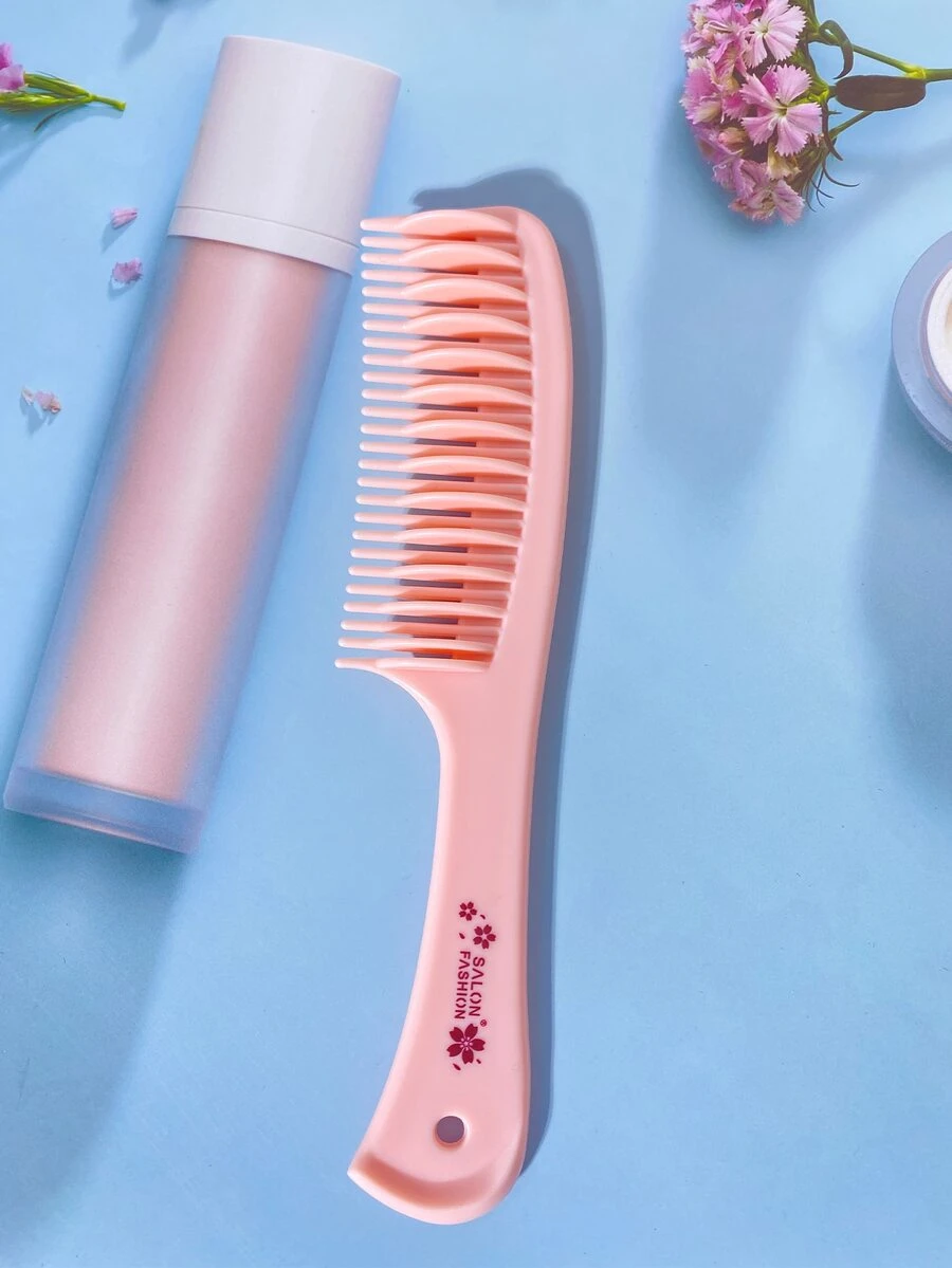 1 buah Sisir Rambut Aroma Bunga Sakura, Sisir Datar untuk Rambut Kering & Basah - Berwarna merah muda - View 1