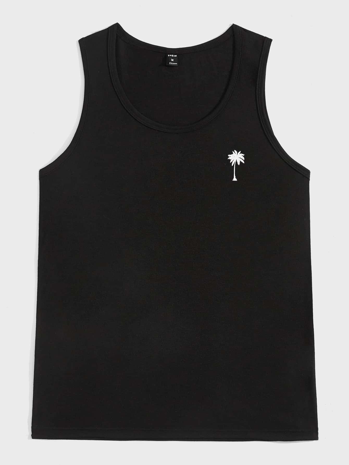 Manfinity VCAY Men Coconut Tree Print Tank Top - Black - View 1