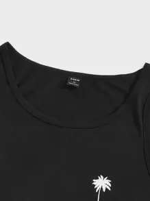 Manfinity VCAY Men Coconut Tree Print Tank Top - Black - View 4