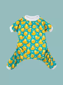 1件可爱小鸭狗狗睡衣，宠物睡衣连体衣外套，狗狗家居服 - 黃色 - 查看 3