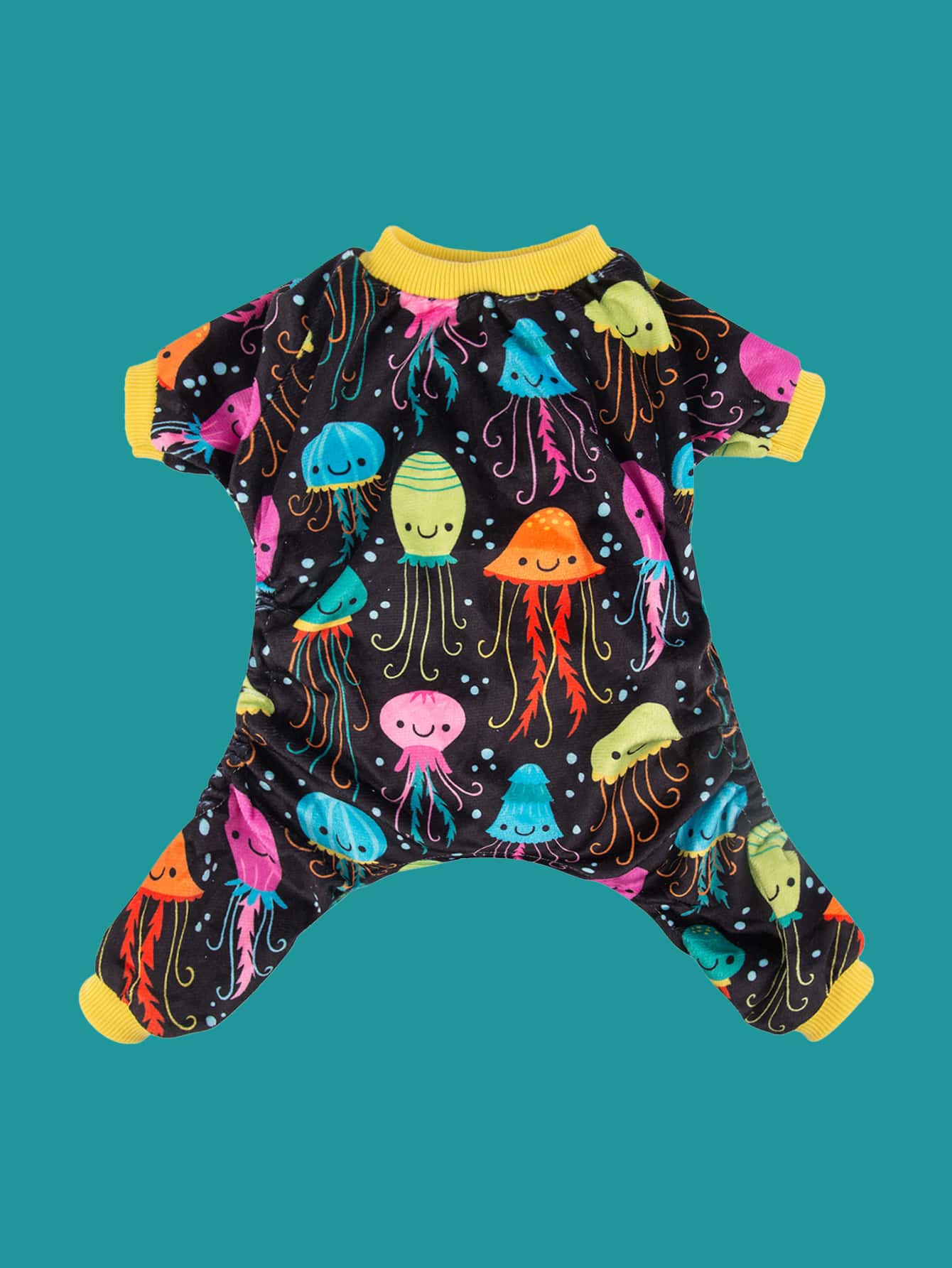 CuteBone Popular Cute Colorful Jellyfish Print Pet Four-Legged Pajamas, Warm Autumn And Winter Dog And Cat , Cute Ocean-Style Home Pet Clothing