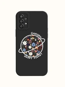 Floral Planet Print Phone Case - Black - View 1
