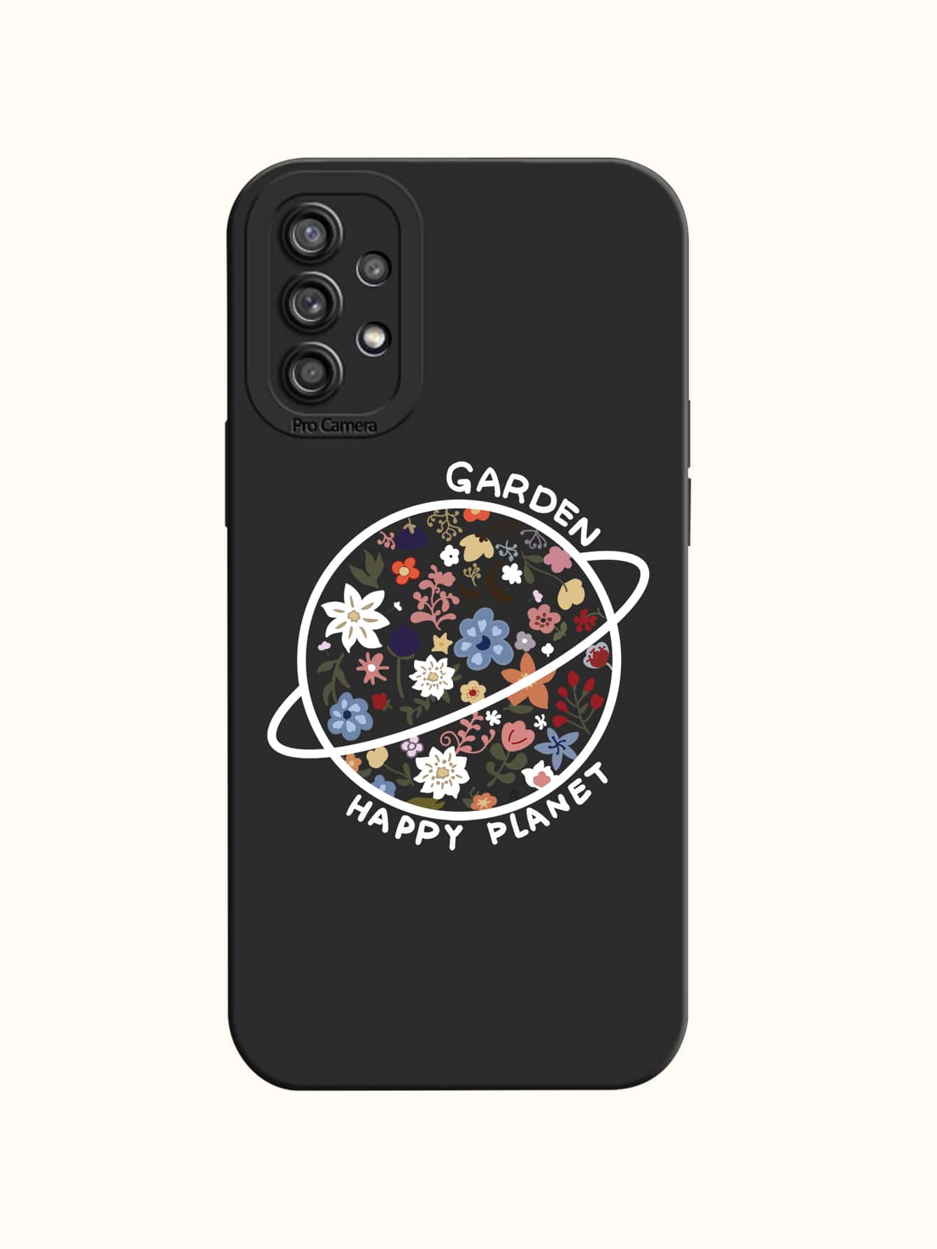 Floral Planet Print Phone Case - Black - View 1