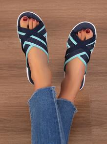 EMERY ROSE Sandalias de color combinado con diseño de punto - Azul Marino - Ver 5