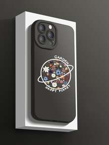 Floral Planet Print Phone Case - Black - View 2