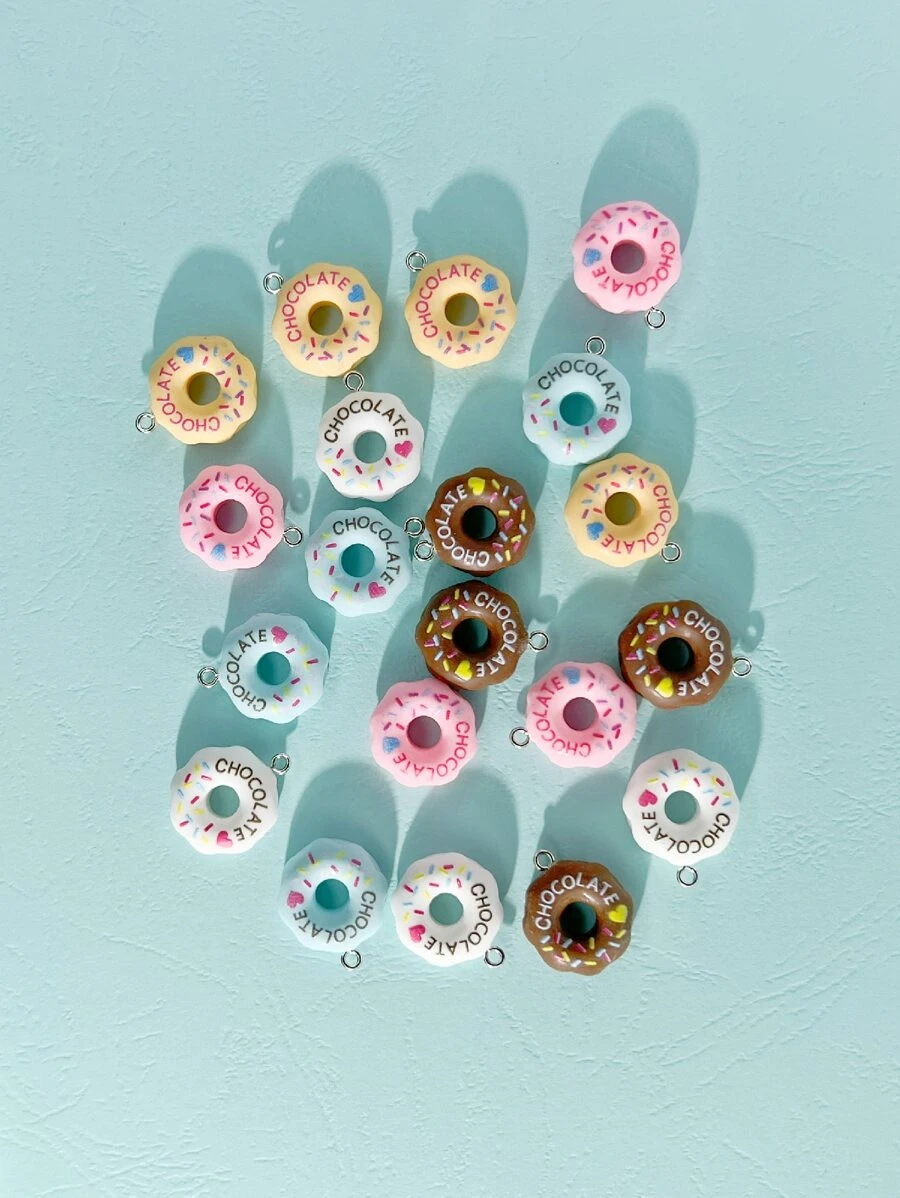 20入組隨機字母圖案甜甜圈設計DIY吊墜 - 彩色 - 查看 1