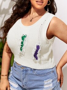 SHEIN Unity Top de punto desgarro - Blanco - Ver 3