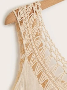 Plus Hollow Out Cover Up Dress - Apricot - View 4