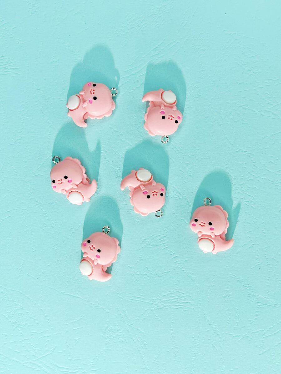 6入組卡通恐龍DIY吊墜 - 彩色 - 查看 1