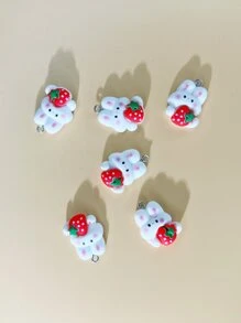6入組草莓裝飾兔子DIY吊墜 - 彩色 - 查看 2
