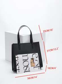 輕量級,商務休閒極簡肩托袋,適用於青少女、女性、大學生、新手和白領工人,非常適合辦公室、學院、工作、公務、戶外、旅行和外出活動之用。 - 黑色 - 查看 6