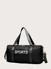 3pcs Letter Graphic Barrel Bag With Clutch - Black - View 2