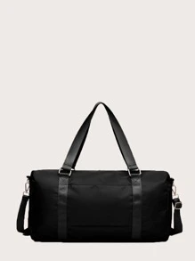 3pcs Letter Graphic Barrel Bag With Clutch - Black - View 4